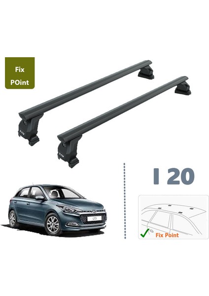 Hyundai I20 2014-20 Tavan Taşıyıcı Ara Barlar – Vidalı Montaj, Toros Fix Pro, Pro 6 Alu Siyah fiyatları