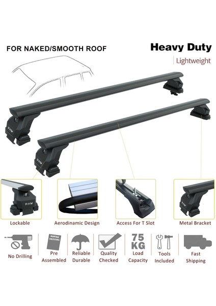 For Bmw 2 Series Grand Tourer 2014-2021 Roof Rack System, Aluminium Cross Bar, Normal Roof, Silver fiyatları