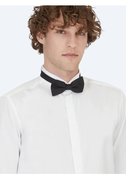 Beyaz Düz Slim Fit Duble Manşet Ata Yaka Smokin Gömlek fiyatları