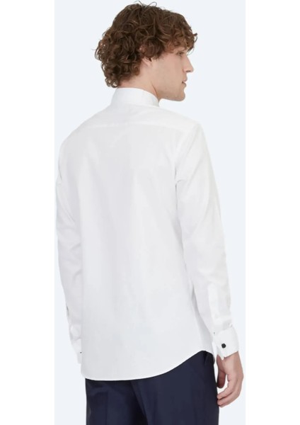 Beyaz Düz Slim Fit Duble Manşet Ata Yaka Smokin Gömlek fırsatları