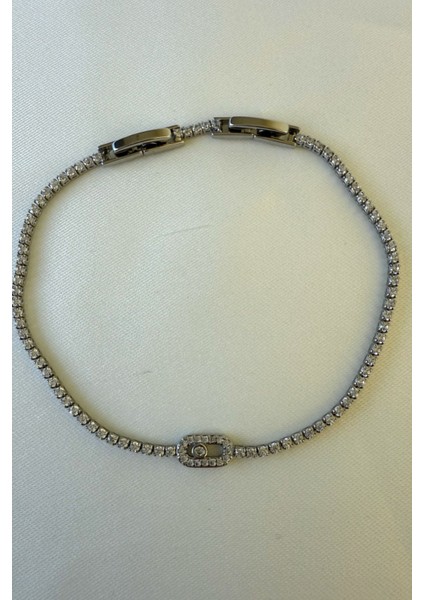 Ince Zirkon Taşlı Minimalist Su Yolu Bileklik 19 cm Paslanmaz Çelik Bileklik modelleri