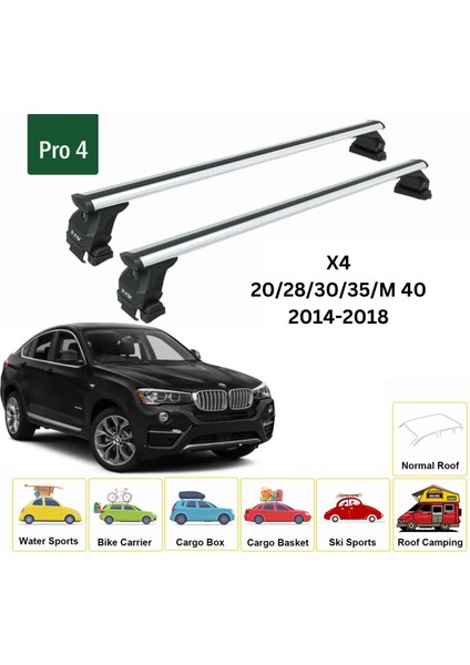 Bmw X4 2014-2018 Oluksuz Üst Tavan Portbagaj Taşıyıcı Ara Atkısı Toros Serisi Pro 4 Gri fiyatları