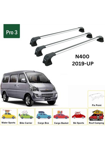 Chevrolet N300 2012-2020 Roof Rack Cross Bars Metal Bracket Fix Point 3 Qty. Alu Gri fiyatları