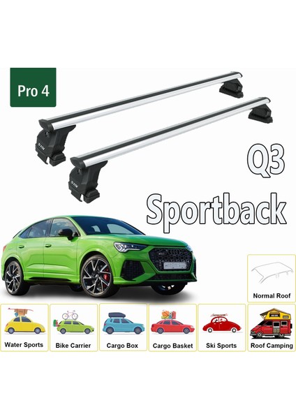 Audi Q3 Sportback 2019-2025 Oluksuz Üst Tavan Portbagaj Taşıyıcı Ara Atkısı Toros Serisi Pro 4 Gri fiyatları