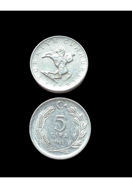 1982 5 Lira Koleksiyon Para Madeni Para Eski Para Hobi Antika Darpane