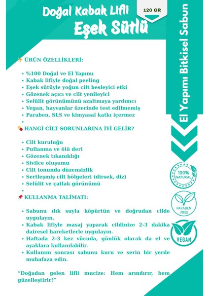 Doğal Kabak Lifli Eşek Sütü Sabunu 120 gr – El Yapımı Bitkisel Cilt Bakım Sabunu fiyatları