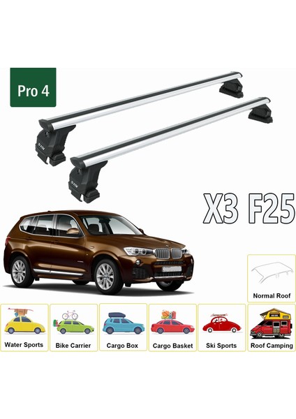 Bmw X3 F25 2010-2017 Oluksuz Üst Tavan Portbagaj Taşıyıcı Ara Atkısı Toros Serisi Pro 4 Siyah fiyatları