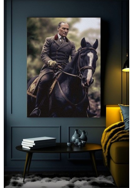 Atatürk At Kanvas Tablo Ev Duvar Salon Ofis Dükkan Hediyelik Dekarasyon Süsü Ölçü Seçiniz.