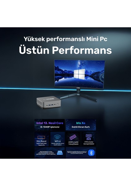 Momentum CD-I134P010 i5-1340P 32GB 512SSD+1TBSSD FreeDOS Mini PC fiyatları