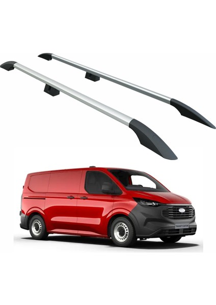 Ford Transit Custom Uzun Şase 2023-2026 Araç Üstü Alüminyum Tavan Yan Rayları Plus Serisi - Gri