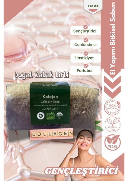 Kabak Lifli Kolajen Sabunu 120 Gr – Doğal Peeling ve Cilt Besleyici El Yapımı Sabun