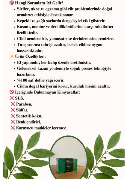 El Yapımı Doğal Defne Sabunu 120 gr – Bitkisel Cilt ve Saç Bakım Sabunu fiyatları