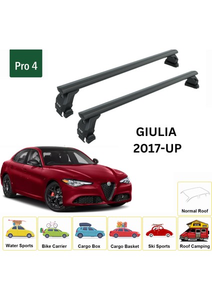 Alfa Romeo Giulia 2017-2025 Oluksuz Üst Tavan Portbagaj Taşıyıcı Ara Atkısı Toros Serisi Pro 4 Siyah fiyatları