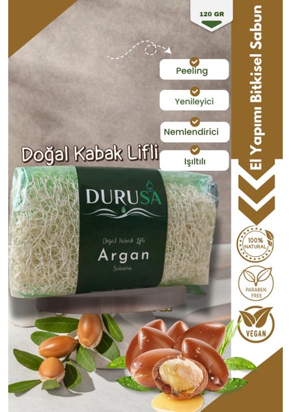 Kabak Lifli El Yapımı Argan Sabunu 120 gr – Doğal Bitkisel Peeling Sabunu