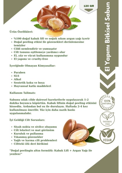 Kabak Lifli El Yapımı Argan Sabunu 120 gr – Doğal Bitkisel Peeling Sabunu modelleri