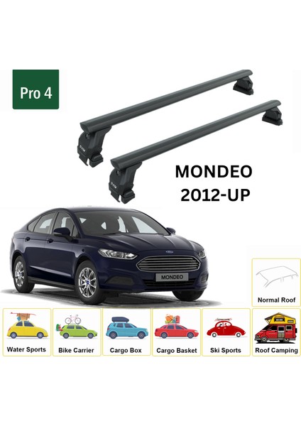 Ford Mondeo 2012-2022 Oluksuz Üst Tavan Portbagaj Taşıyıcı Ara Atkısı Toros Serisi Pro 4 Siyah fiyatları