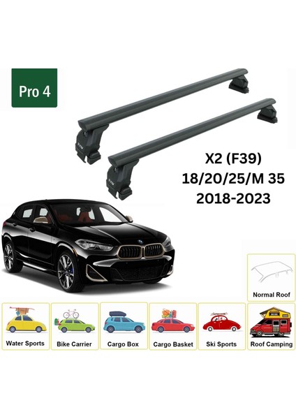 Bmw X2 (F39) 2018-2023 Oluksuz Üst Tavan Portbagaj Taşıyıcı Ara Atkısı Toros Serisi Pro 4 Siyah fiyatları