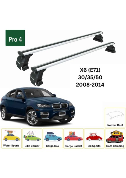 Bmw X6 (E71) 2008-2014 Oluksuz Üst Tavan Portbagaj Taşıyıcı Ara Atkısı Toros Serisi Pro 4 Gri fiyatları