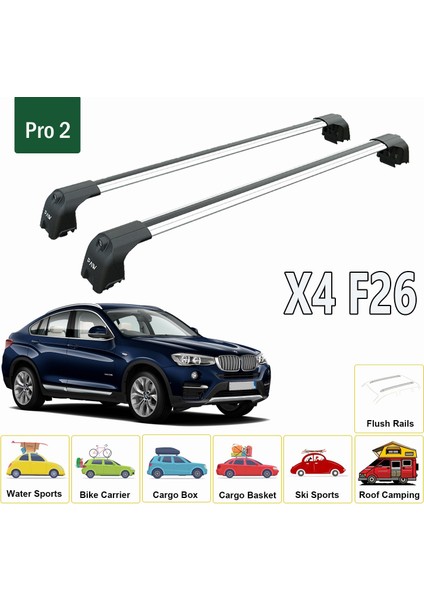 Bmw X4 F26 2014-2019 Portbagaj Taşıyıcı Ara Atkisi - Ara Çubuk Paw Pro 2 Gri fiyatları