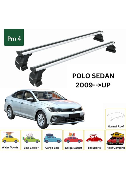 Volkswagen Polo Sedan 2009-2020 Oluksuz Üst Tavan Portbagaj Taşıyıcı Ara Atkısı Toros Serisi Pro 4 Gri fiyatları