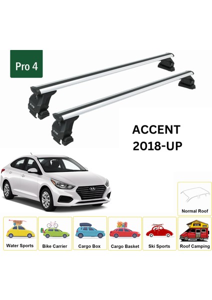 Hyundai Accent 2018-2025 Oluksuz Üst Tavan Portbagaj Taşıyıcı Ara Atkısı Toros Serisi Pro 4 Gri fiyatları