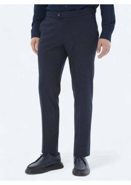 Lacivert Dokuma Regular Fit Casual Pantolon