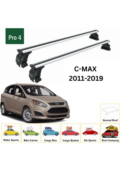 Ford C-Max (C344) 2011-2019 Oluksuz Üst Tavan Portbagaj Taşıyıcı Ara Atkısı Toros Serisi Pro 4 Gri fiyatları