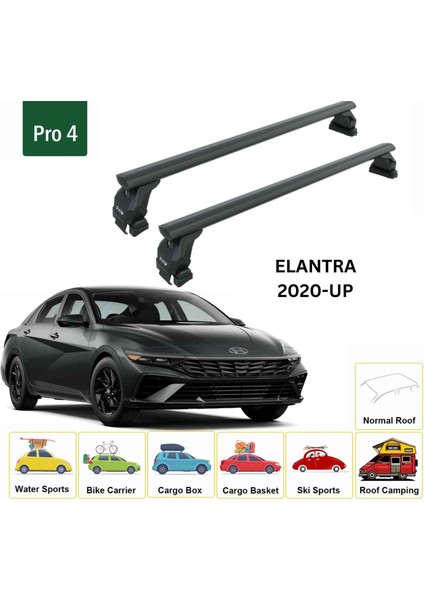 Hyundai Elantra 2020-2025 Oluksuz Üst Tavan Portbagaj Taşıyıcı Ara Atkısı Toros Serisi Pro 4 Siyah fiyatları