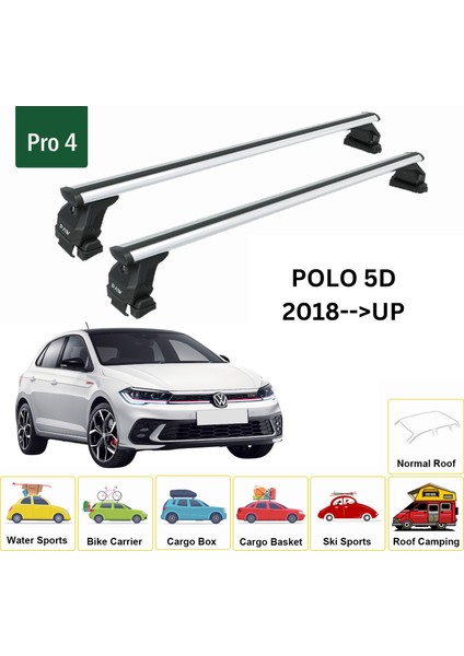 Volkswagen Polo 5d 2018-2025 Oluksuz Üst Tavan Portbagaj Taşıyıcı Ara Atkısı Toros Serisi Pro 4 Gri fiyatları