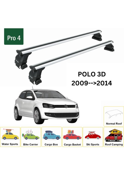 Volkswagen Polo 3D 2018-2025 Oluksuz Üst Tavan Portbagaj Taşıyıcı Ara Atkısı Toros Serisi Pro 4 Gri fiyatları