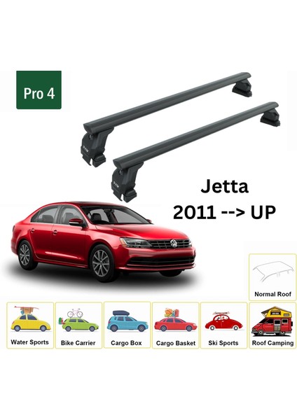 Volkswagen Jetta 2011-2018 Oluksuz Üst Tavan Portbagaj Taşıyıcı Ara Atkısı Toros Serisi Pro 4 Siyah fiyatları
