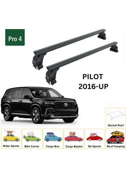Honda Pilot 2016-2022 Oluksuz Üst Tavan Portbagaj Taşıyıcı Ara Atkısı Toros Serisi Pro 4 Siyah fiyatları