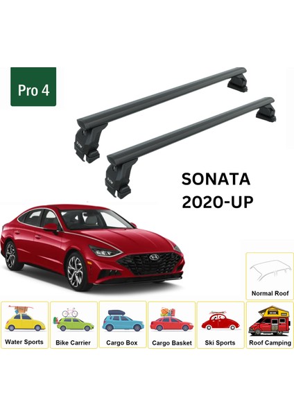 Hyundai Sonata 2020-2025 Oluksuz Üst Tavan Portbagaj Taşıyıcı Ara Atkısı Toros Serisi Pro 4 Siyah fiyatları
