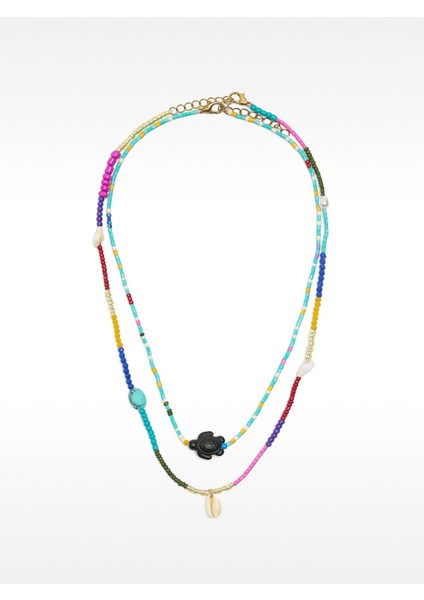 Kaplumbağa Uçlu Çok Renkli Kolye Seti