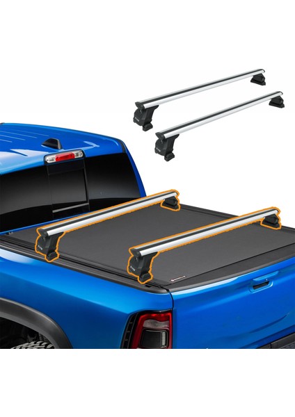 Volkswagen Amarok Aventura (2020-2025) Kasa Üstü Bed Rack Taşıyıcı Bar – Gri | Kilitli Sistem | Vida Montajlı