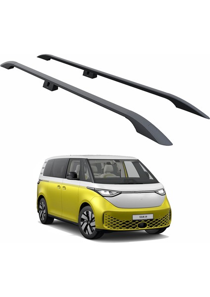 Volkswagen Id. Buzz Uzun Şase Araç Üstü Alüminyum Tavan Yan Rayları Plus Serisi - Siyah