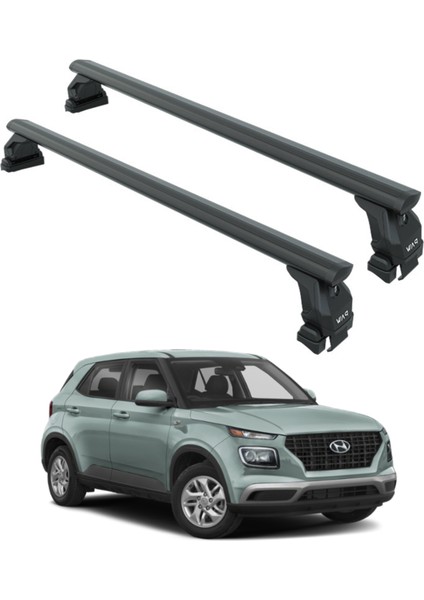 Hyundai Venue 2020-2025 Oluksuz Üst Tavan Portbagaj Taşıyıcı Ara Atkısı Toros Serisi Pro 4 Siyah