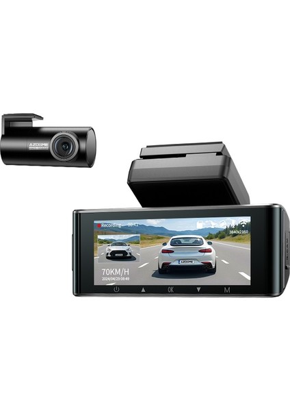 Azdome M550 Pro 4K Çift Kameralı Araç Kamerası Wifi, Gps, Gece Görüşü, Park Modu Azdome Türkiye Garantili