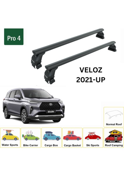 Toyota Veloz 2021-2025 Oluksuz Üst Tavan Portbagaj Taşıyıcı Ara Atkısı Toros Serisi Pro 4 Siyah fiyatları