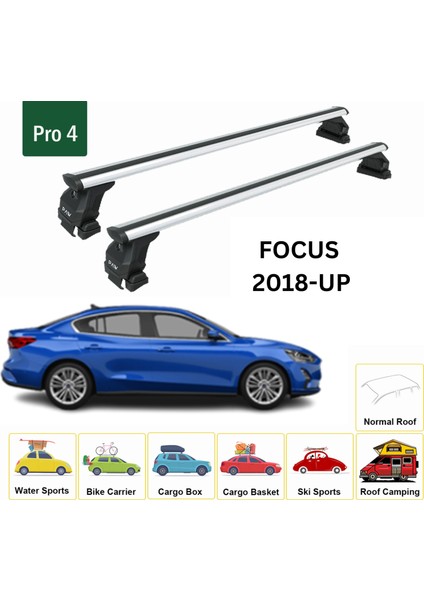Ford Focus Sedan (C519) 2018-2025 Oluksuz Üst Tavan Portbagaj Taşıyıcı Ara Atkısı Toros Serisi Pro 4 Gri fiyatları
