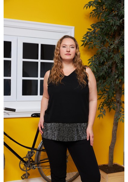 Şifon İçi Astarlı Büyük Beden Siyah Bluz fiyatları