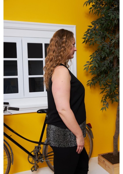 Şifon İçi Astarlı Büyük Beden Siyah Bluz modelleri