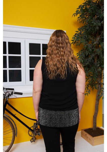 Şifon İçi Astarlı Büyük Beden Siyah Bluz fırsatları