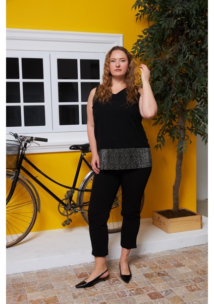 Şifon İçi Astarlı Büyük Beden Siyah Bluz indirimleri