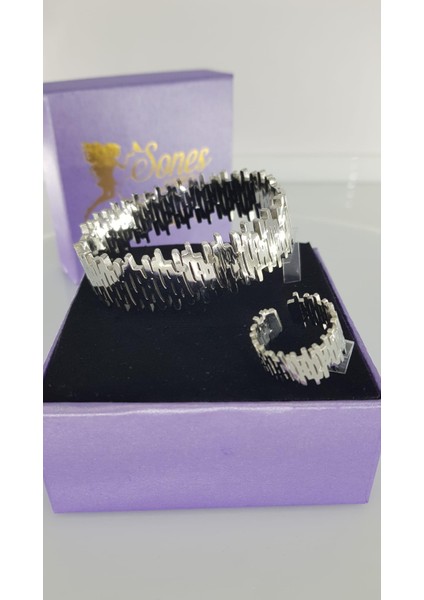 Gümüş Rengi Çelik Kelepçe ve Yüzük 312 fiyatları