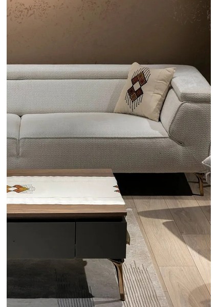 Magic Rug El Baskısı Dokuma Kumaş 41X41 cm 2'li Kırlent Kılıfı