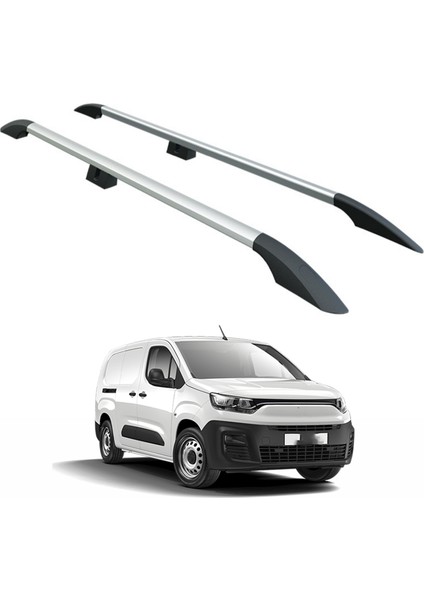 Toyota Proace City Uzun Şase 2019-2025 Araç Üstü Alüminyum Tavan Yan Rayları Plus Serisi - Gri