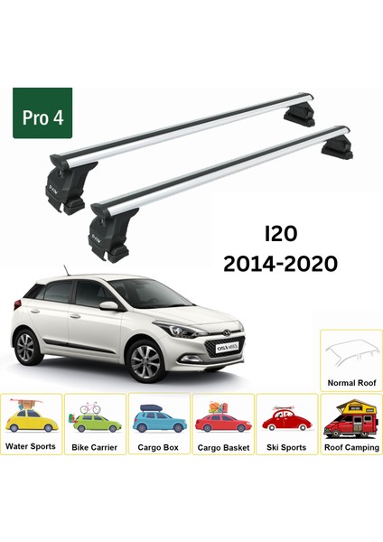 Hyundai I20 2014-2020 Oluksuz Üst Tavan Portbagaj Taşıyıcı Ara Atkısı Toros Serisi Pro 4 Gri fiyatları