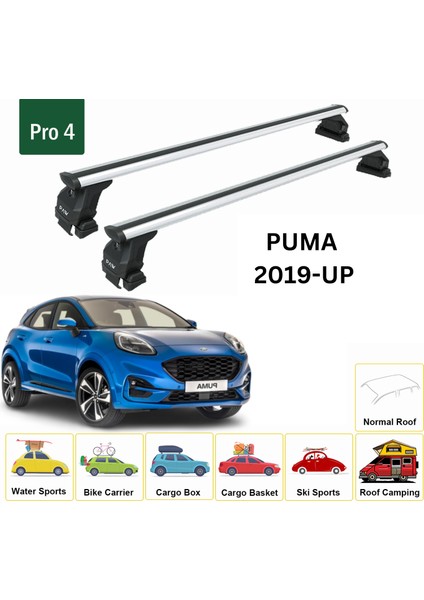 Ford Puma 2019-2025 Oluksuz Üst Tavan Portbagaj Taşıyıcı Ara Atkısı Toros Serisi Pro 4 Gri fiyatları