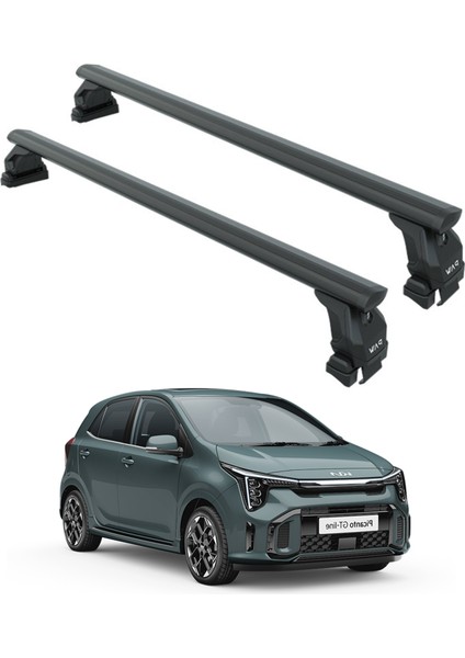 Kia Picanto 2024-2025 Oluksuz Üst Tavan Portbagaj Taşıyıcı Ara Atkısı Toros Serisi Pro 4 Siyah